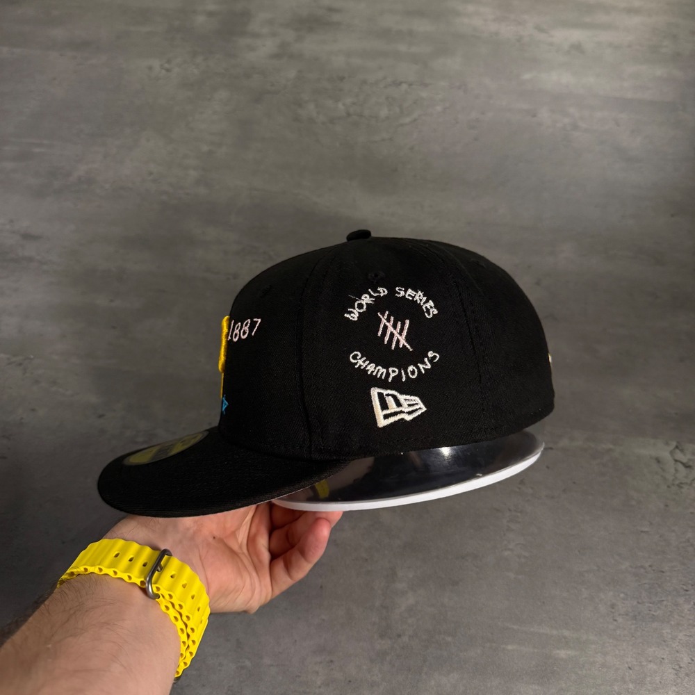 New Era Pittsburgh Pirates Hat 7 1/4 Black Doodle Scribble 59FIFTY Fitted MLB - Picture 3 of 7